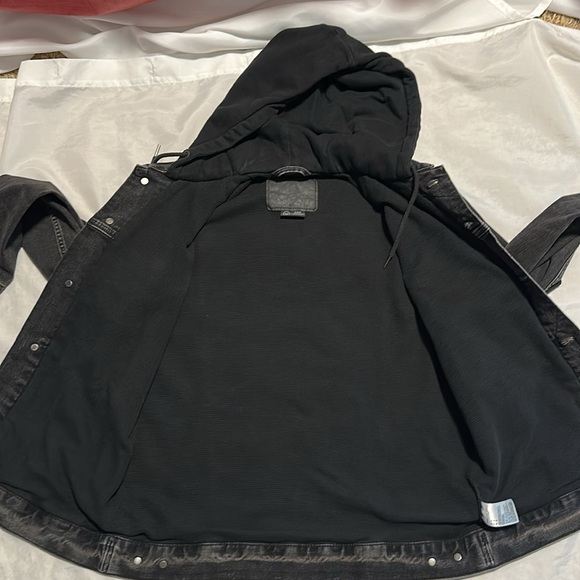 American Eagle AirFlex Thermal Lined Hooded Jean Jacket Sz M - Picture 5 of 8